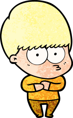 Bir insan tarafından çizilmiş sinirli çizgi film çocuğu.