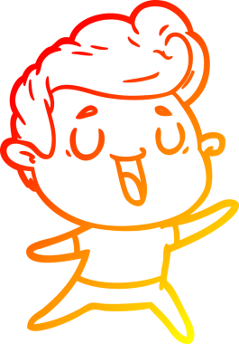 Bir insan tarafından çizilmiş mutlu bir çizgi film karakteri çizimi.