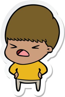 Bir insan tarafından çizilmiş bir karikatür çıkartması.