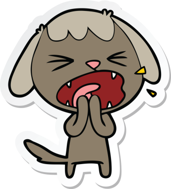 Bir insan tarafından çizilmiş şirin bir köpeğin çıkartması.