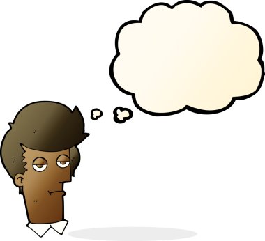 Bir insan tarafından çizilen düşünce baloncuğu ile sıkılmış adam çizgi filmi