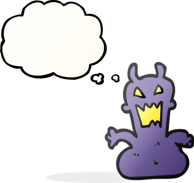 Serbest çizim düşünce balonu karikatürü küçük uzaylı bir insan tarafından çizildi