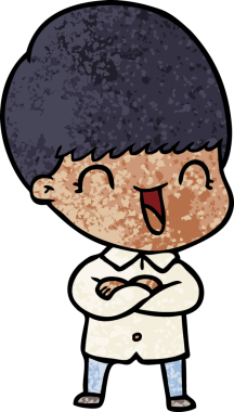 Bir insan tarafından çizilmiş mutlu çizgi film çocuğu.