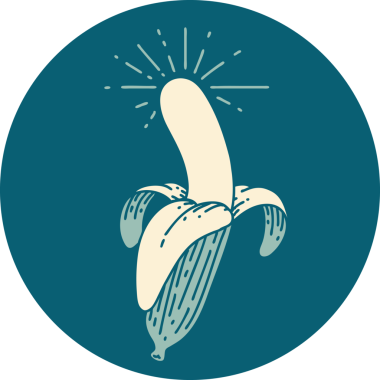 Bir insan tarafından çizilmiş, soyulmuş muz dövmesi simgesi