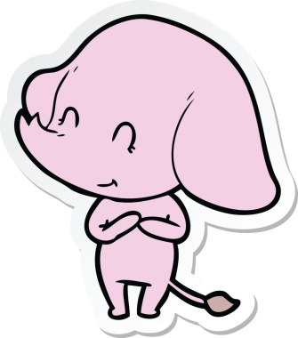 Bir insan tarafından çizilmiş şirin bir fil çıkartması.