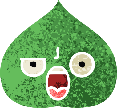 Bir insan tarafından çizilmiş dışavurumsal yaprağın retro çizim tarzı karikatürü