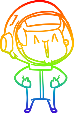 gökkuşağı gradyan çizimi mutlu bir çizgi astronot çizimi bir insan tarafından çizildi