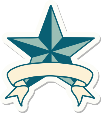 Bir insan tarafından çizilmiş bir yıldızın pankartına sahip dövme stili.