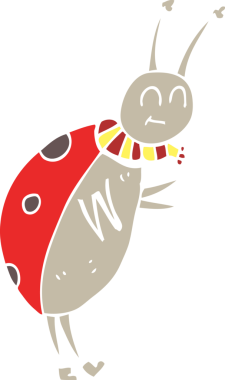 Bir insan tarafından çizilmiş uğur böceğinin düz renk çizimi