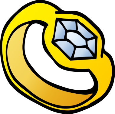 Bir insan tarafından çizilmiş vektör gradyan karikatür elmas yüzük