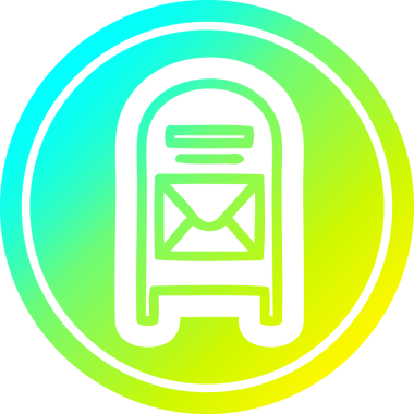 Posta kutusu dairesel simgesi ve bir insan tarafından çizilen gradyan bitiş