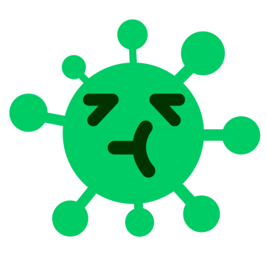 Bir insan tarafından çizilmiş yorgun bir virüs.