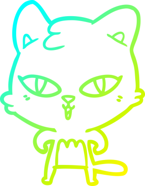 Bir insan tarafından çizilen çizgi film kedisinin soğuk gradyan çizgisi.