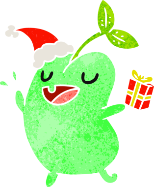 Bir insan tarafından çizilmiş kawaii tohumu retro el çizimi.