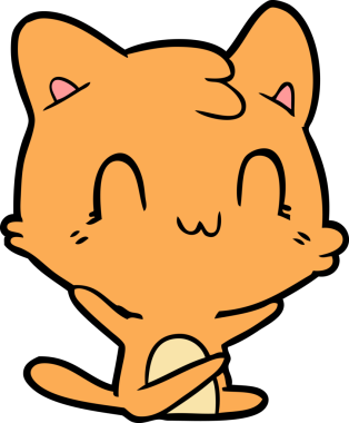 Bir insan tarafından çizilmiş mutlu bir kedi.