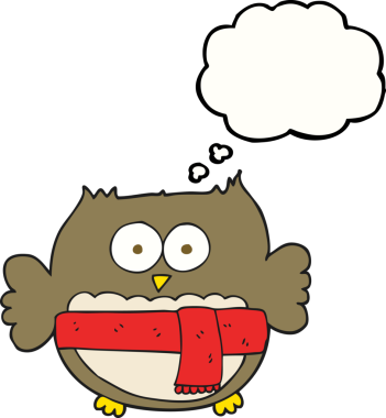 Bir insan tarafından çizilmiş serbest çizim balon karikatür sevimli baykuş