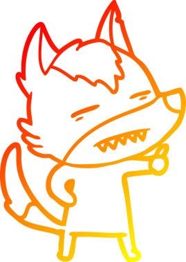 Bir insan tarafından çizilmiş dişleri gösteren çizgi bir kurdun sıcak çizgi çizimi