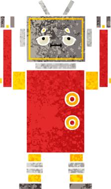 Bir insan tarafından çizilmiş bir robotun retro çizim tarzı karikatürü