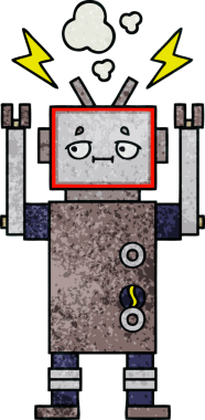 Bir insan tarafından çizilmiş bir robotun retro grunge dokusu