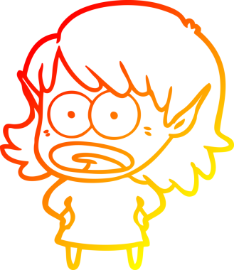 Bir çizgi film karakteri çizimi bir insan tarafından çizilmiş elf kızı şok etti.