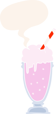 bir insan tarafından çizilmiş eski usul konuşma baloncuklu karikatür milkshake 'i