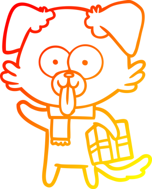 Bir insan tarafından çizilmiş bir karikatür köpeğinin sıcak çizgi çizimi.