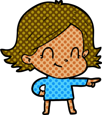 Bir insan tarafından çizilmiş karikatür dostu kız.