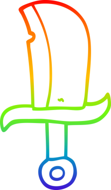 gökkuşağı gradyan çizgi çizimi bir insan tarafından çizilmiş bir hançer