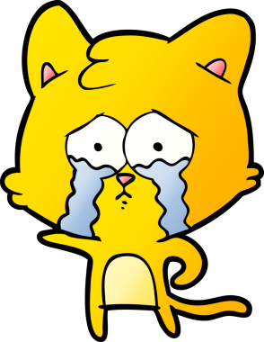 Bir insan tarafından çizilmiş ağlayan kedi çizgi filmi.