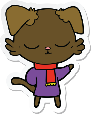 Bir insan tarafından çizilmiş şirin bir köpeğin çıkartması.