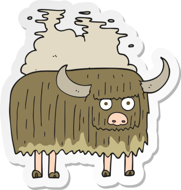 Bir insan tarafından çizilmiş kokuşmuş inek etiketi.