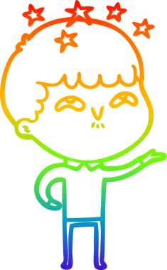 gökkuşağının gradyan çizimi bir çizgi film karakteri tarafından çizilmiş.