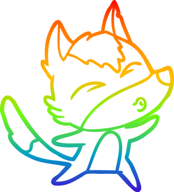 Gökkuşağı gradyan çizgi çizimi bir insan tarafından çizilmiş bir kurt çizgi.