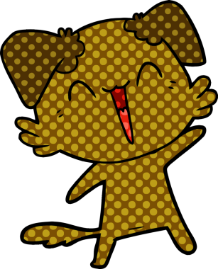 Bir insan tarafından çizilmiş küçük mutlu köpek çizgi filmi.