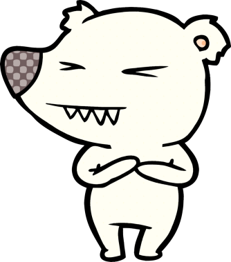 Bir insan tarafından çizilmiş kızgın kutup ayısı çizgi filmi.