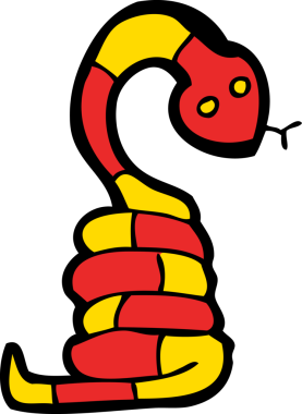 Bir insan tarafından çizilmiş çizgi film yılanı.