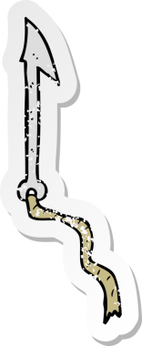 Bir insan tarafından çizilmiş karikatür zıpkınının gerilimli retro yapıştırması