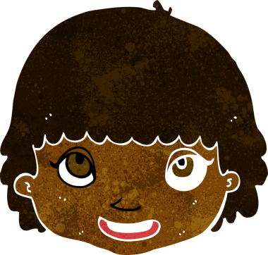 Bir insan tarafından çizilmiş mutlu kadın yüzü.