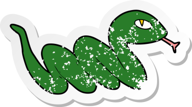 Bir insan tarafından çizilmiş sürüngen bir yılanın sıkıntılı çıkartması.