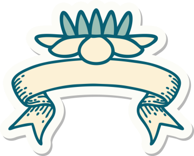 Bir insan tarafından çizilmiş nilüfer çiçeğinin pankartlı dövme stili.