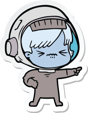 Bir insan tarafından çizilmiş astronot bir kadının çıkartması.