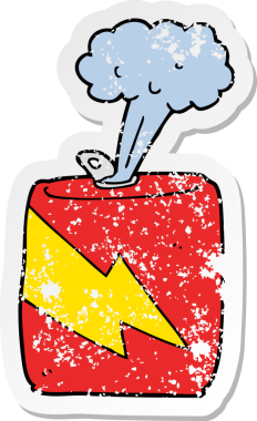 Bir insan tarafından çizilmiş karikatür soda kutusunun sıkıntılı etiketi.