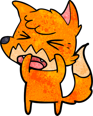 Bir insan tarafından çizilmiş kızgın çizgi film tilkisi.