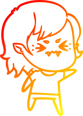 Bir insan tarafından çizilmiş kızgın bir vampir kız çizgi çizimi.