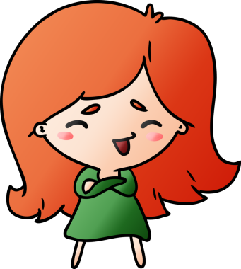 Bir insan tarafından çizilmiş sevimli bir kawai kızının gradyan çizimi.