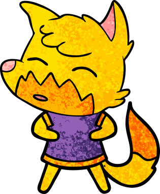 Bir insan tarafından çizilmiş tilki çizgi film karakteri