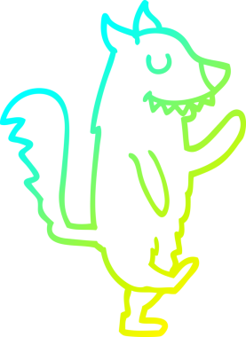 Bir insan tarafından çizilen çizgi film köpeğinin soğuk gradyan çizimi