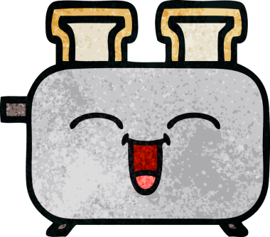 Bir insan tarafından çizilmiş bir tost makinesinin retro grunge doku karikatürü