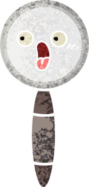 Bir insan tarafından çizilmiş bir büyüteçin retro çizim tarzı karikatürü