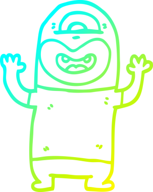 Bir insan tarafından çizilmiş bir uzaylı canavarın soğuk çizgi çizimi.